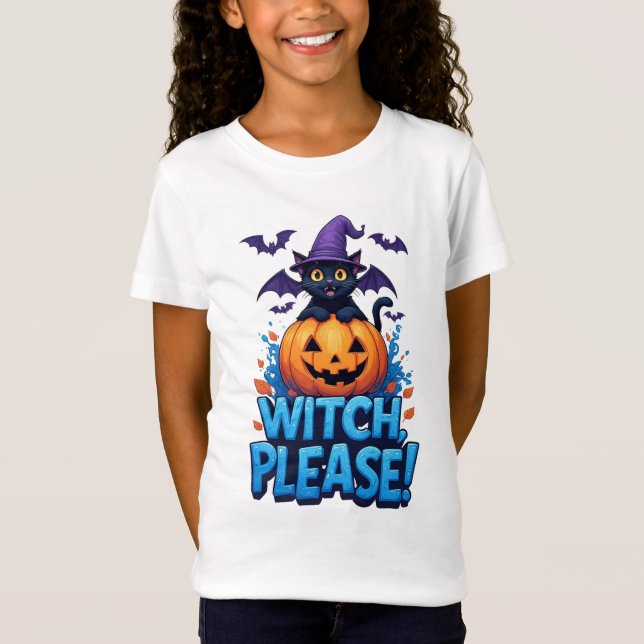Söt Katt Häxa Pumpa Halloween 🐈‍⬛ T Shirt (Framsida)