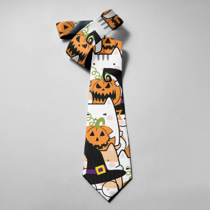 Söt katt häxa som håller Bumkin Halloween Slips