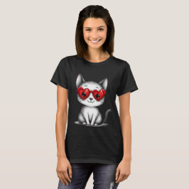 Söt katt hjärtformade glasögon Grafisk t-shirt