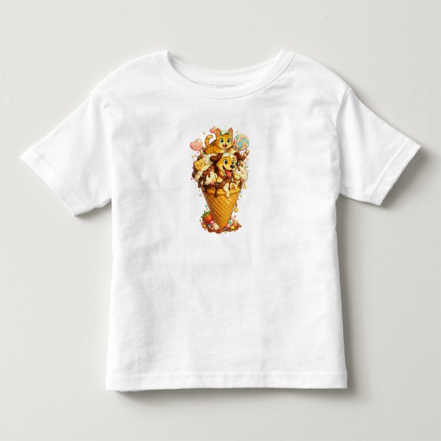 Söt katt & hund bästa vänners barn t-shirt bästa p (Framsida)