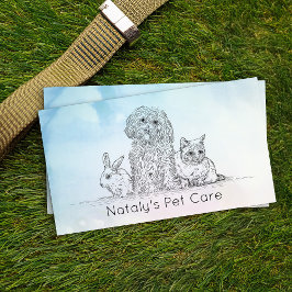 Söt katt-, hund- och kaninillustration visitkort