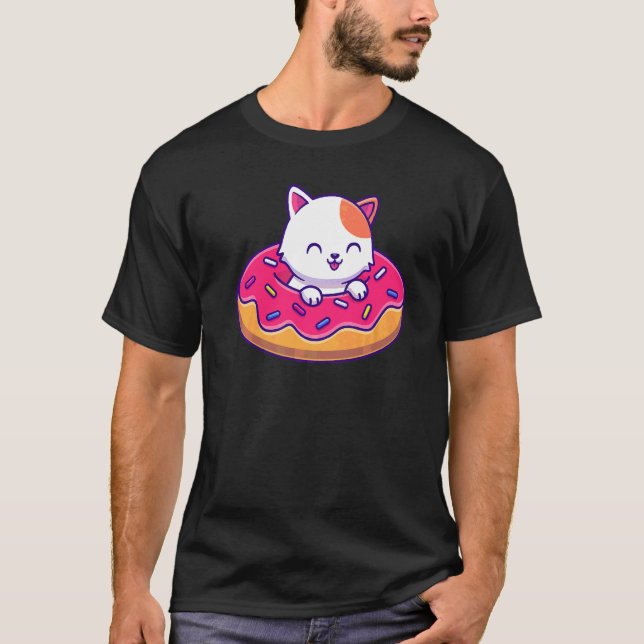 Söt katt i en donut t shirt (Framsida)