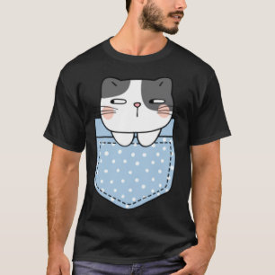 Söt katt i fickan Katt Present Barn Pojkar Flickor T Shirt