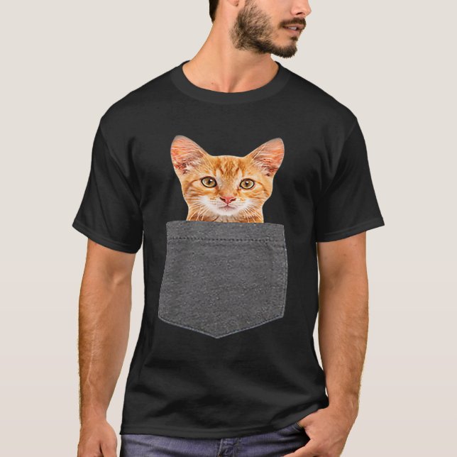 Söt katt i fickan t shirt (Framsida)