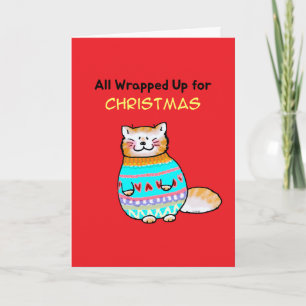 Söt katt i jultröja kort