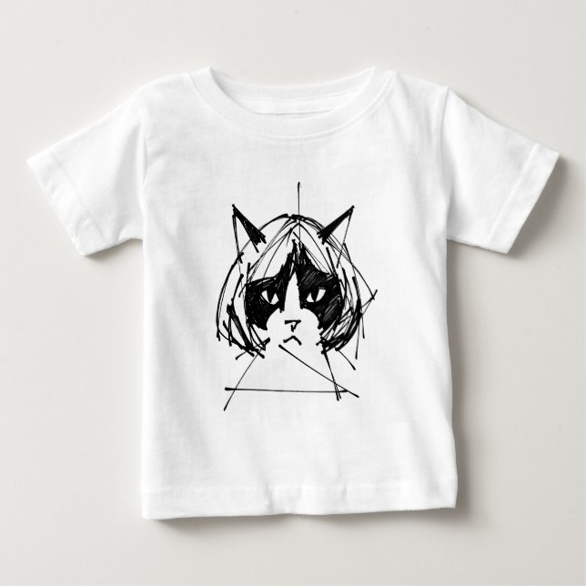 Söt katt i peruk (stil 3) finkonst t shirt (Framsida)