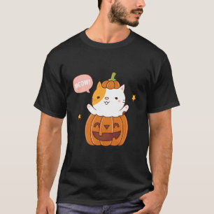 Söt katt i snidad pumpa Halloween rolig män kvinna T Shirt