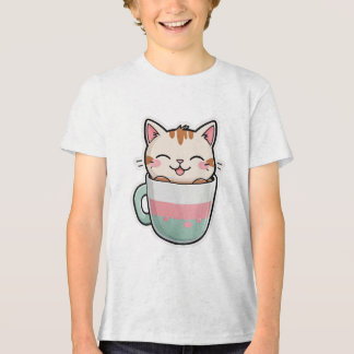 Söt katt i tekopp Kawaii katt kaffefantast T Shirt