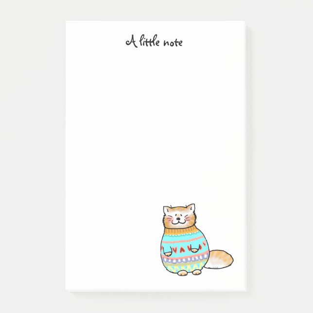 söt katt i vintersötare post-it block (Framsida)