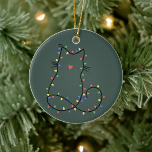 Söt katt jul katt mamma rolig jul katt älskare julgransprydnad keramik