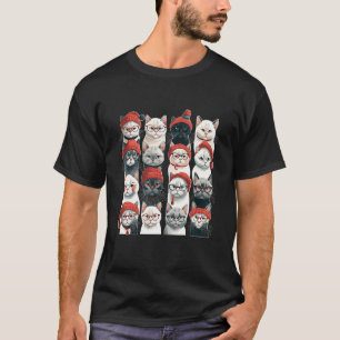 Söt katt jul tomtehatt djur illustration t shirt