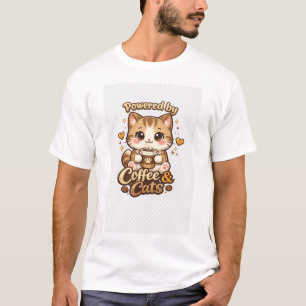 Söt Katt Kaffe Älskare Kawaii Design - Drivs av K T Shirt