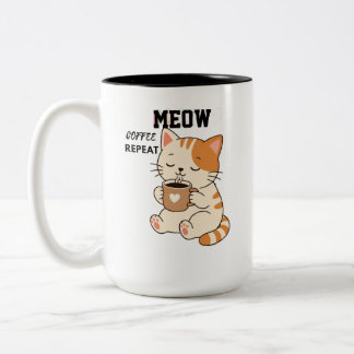 Söt Katt Kaffe Upprepa Mugg – Rolig Sövande Katt K