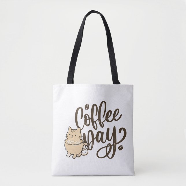 Söt Katt Kaffe Väska - Varje Dag Är Kaffe Dag (Framsida)