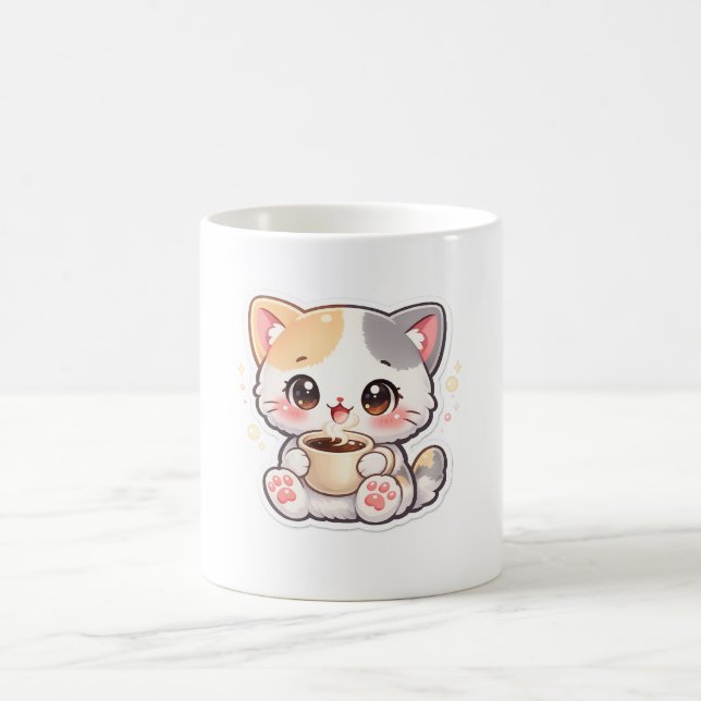 Söt katt kaffebögare present - Kawaii kattunge mug Kaffemugg (Center)