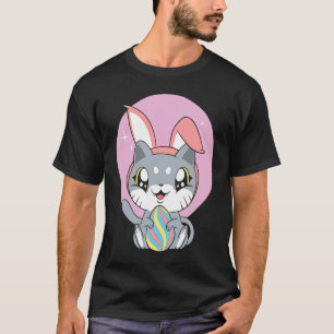 Söt Katt Kanin Ägg Påsk Kostym Kattdjur T Shirt