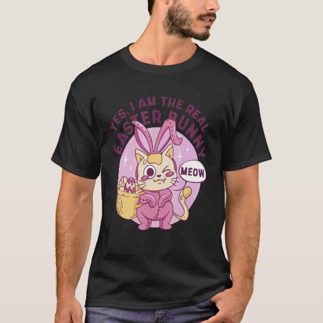 Söt katt kanin t shirt (Framsida)