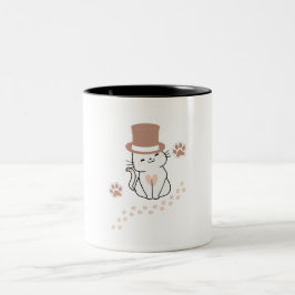 SÖT KATT KATT ÄL SKAR HAT, BLOMMA KATT Två-Tonad MUGG