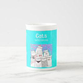 Söt katt, kattens rackartyg benporslin mugg