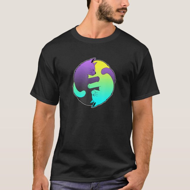 Söt Katt Katter Ying Yang Yin Yang 5 T Shirt (Framsida)