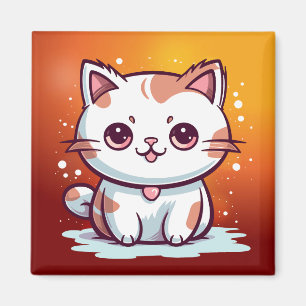 Söt Katt Kawaii Stil Clipart Magnet