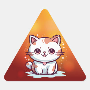 Söt Katt Kawaii Stil Clipart Triangelformat Klistermärke