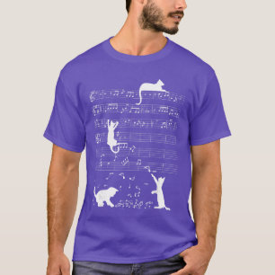 Söt Katt Kisse Spelar Musik Nyckel Piano Musiker A T Shirt