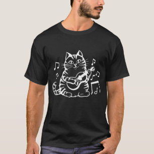 Söt Katt Kisse Spelar Musik Nyckel Piano MusT-Shir T Shirt