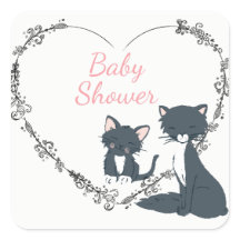 Söt Katt, Kitten, Flower Heart Girls Baby Shower
