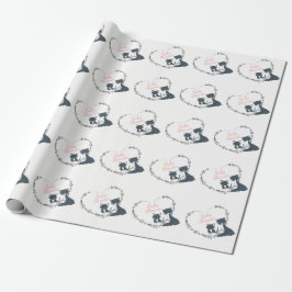Söt Katt, Kitten, Flower Heart Girls Baby Shower Presentpapper