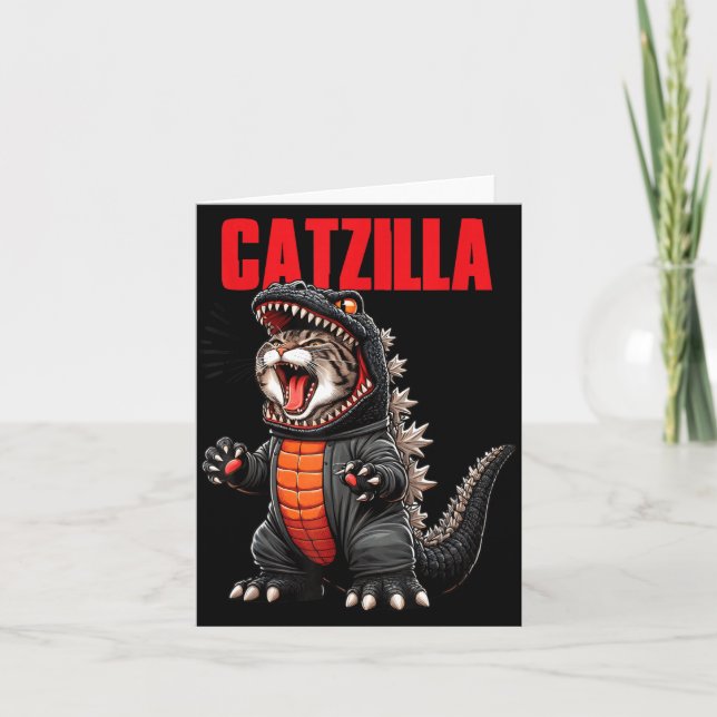 Söt Katt Kitty Catzilla för Katt Mamma Katt Pappa  Kort (Framsida)