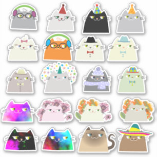 Söt Katt Klistermärke Paket Kawaii Mochi Katter Klistermärken