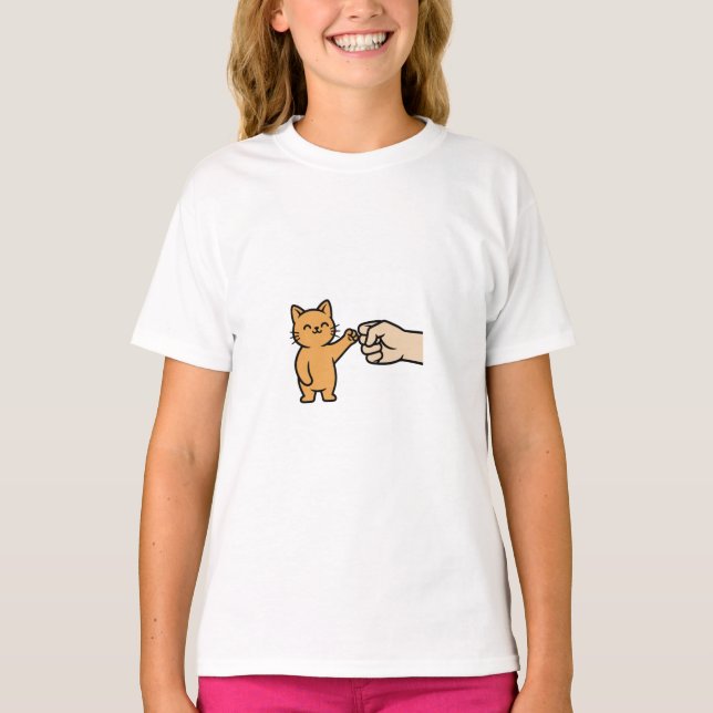Söt katt knytnäve modern konst t-shirt för barn (Framsida)