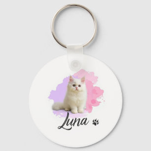 Söt Katt Konstarbetad Nyckelring – Luna