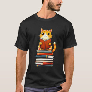 Söt Katt Läsare Böcker Älskare Husdjur Älskare Cha T Shirt