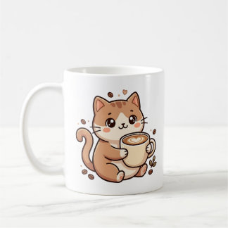 Söt Katt Latte Hjärtmugg Kaffefantastisk Present Kaffemugg