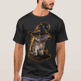 Söt Katt Liten Katt Häxa Halloween Spellbok T Shirt