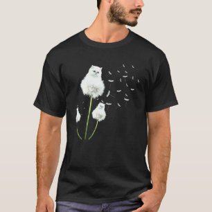 Söt Katt Liten Katt Maskros Blomma Flygande Hundäg T Shirt