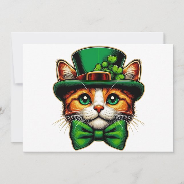 Söt katt/liten katt St. Patrick's Day  Julkort (Framsida)