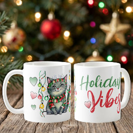 Söt katt lyser upp julstämning jul kaffemugg
