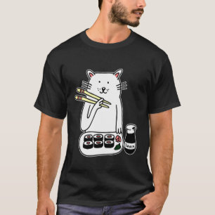 Söt katt maki & nigiri sushi ätpinnar, japanska t shirt