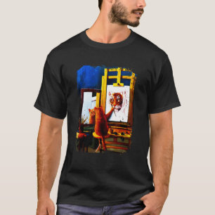 Söt Katt-målning Lejon Konstnärlig Djur-älskare Gr T Shirt