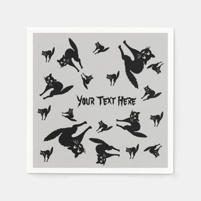 söt katt med bågformig bakre halloween pappersservett (Framsidan)