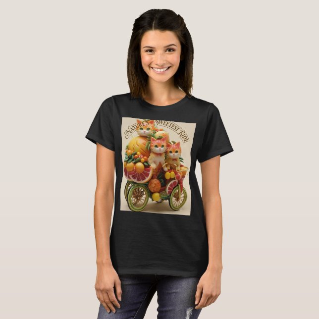 Söt katt med fruktvagn Grafisk t-shirt (Hel framsida)