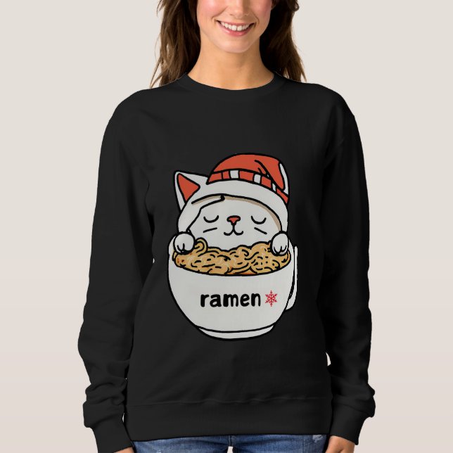 Söt katt med hattchristmas och ätsten t shirt (Framsida)