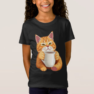 Söt katt med kaffe-grafik för barn t shirt