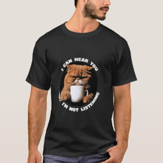 Söt katt med kaffe män kvinnor Färgad kattunge Äga T Shirt