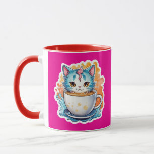 Söt katt med kaffemugg seriefigurer design-94678