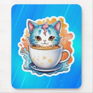 Söt katt med kaffemugg seriefigurer design-94678 musmatta