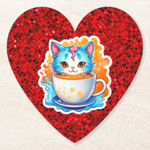 Söt katt med kaffemugg seriefigursdesign-94678 underlägg papper